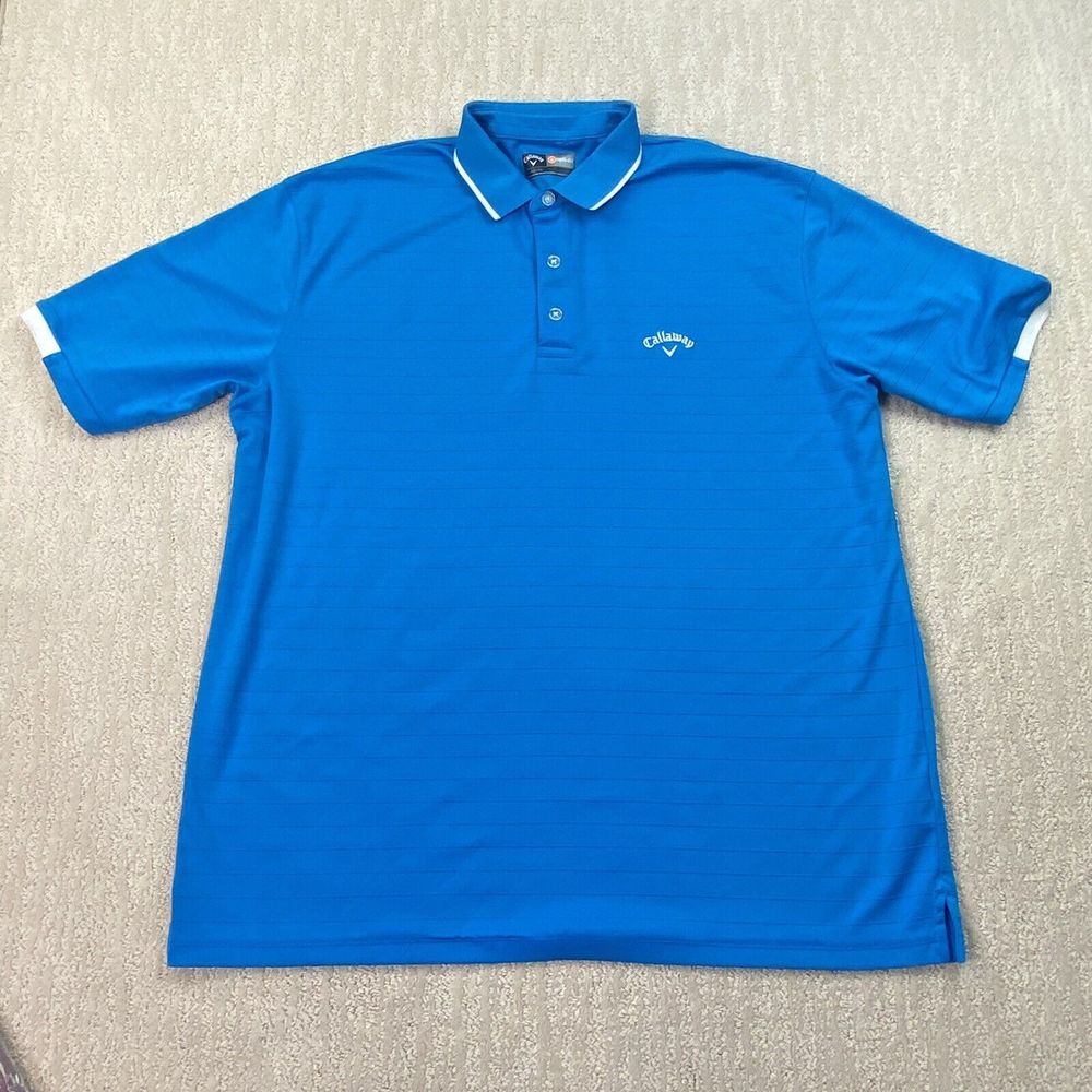callaway opti dri polo golf shirt mens XL blue stripe short‎ sleeve